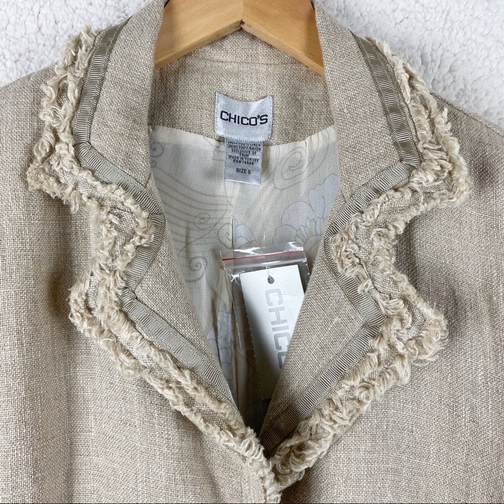 CHICO'S Natural Tan Linen Hopsack Alex Blazer Jacket NWT  Small - Picture 4 of 8